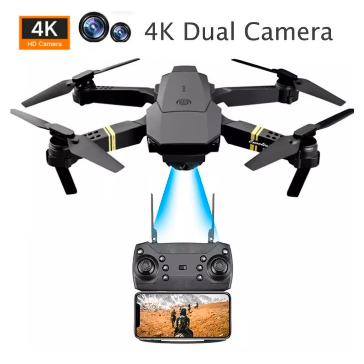 Dron 4K Full HD con Doble Cámara y Control Remoto, Potencia y Diversión en tus Manos!